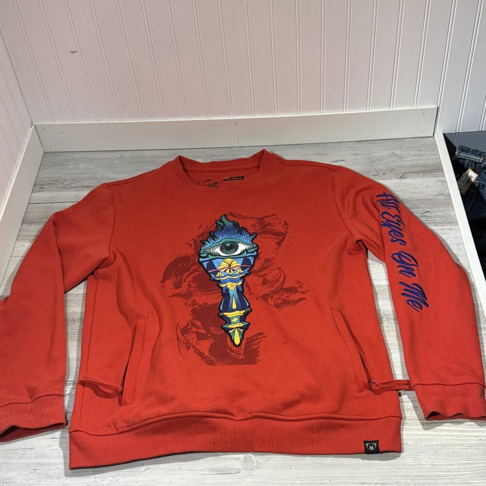 Civilized Crew Sweatshirt All Eyes‎ On Me Red Embroidered Size XL Zipper Pockets